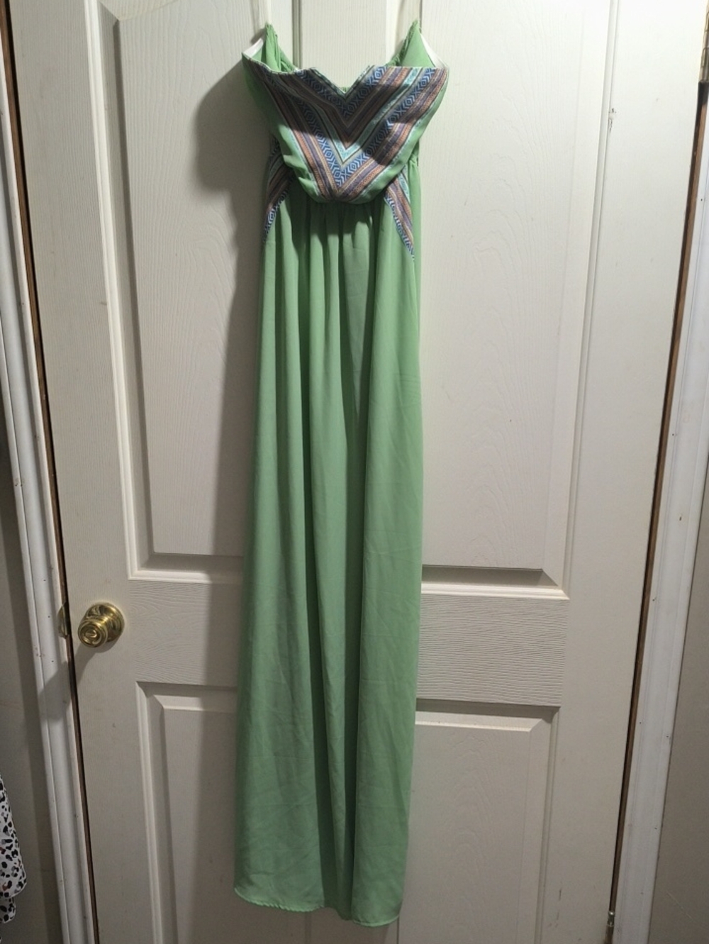 West 36th Mint Green Maxi Dress with Patterned Yoke